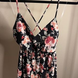 Black Floral a-line dress
